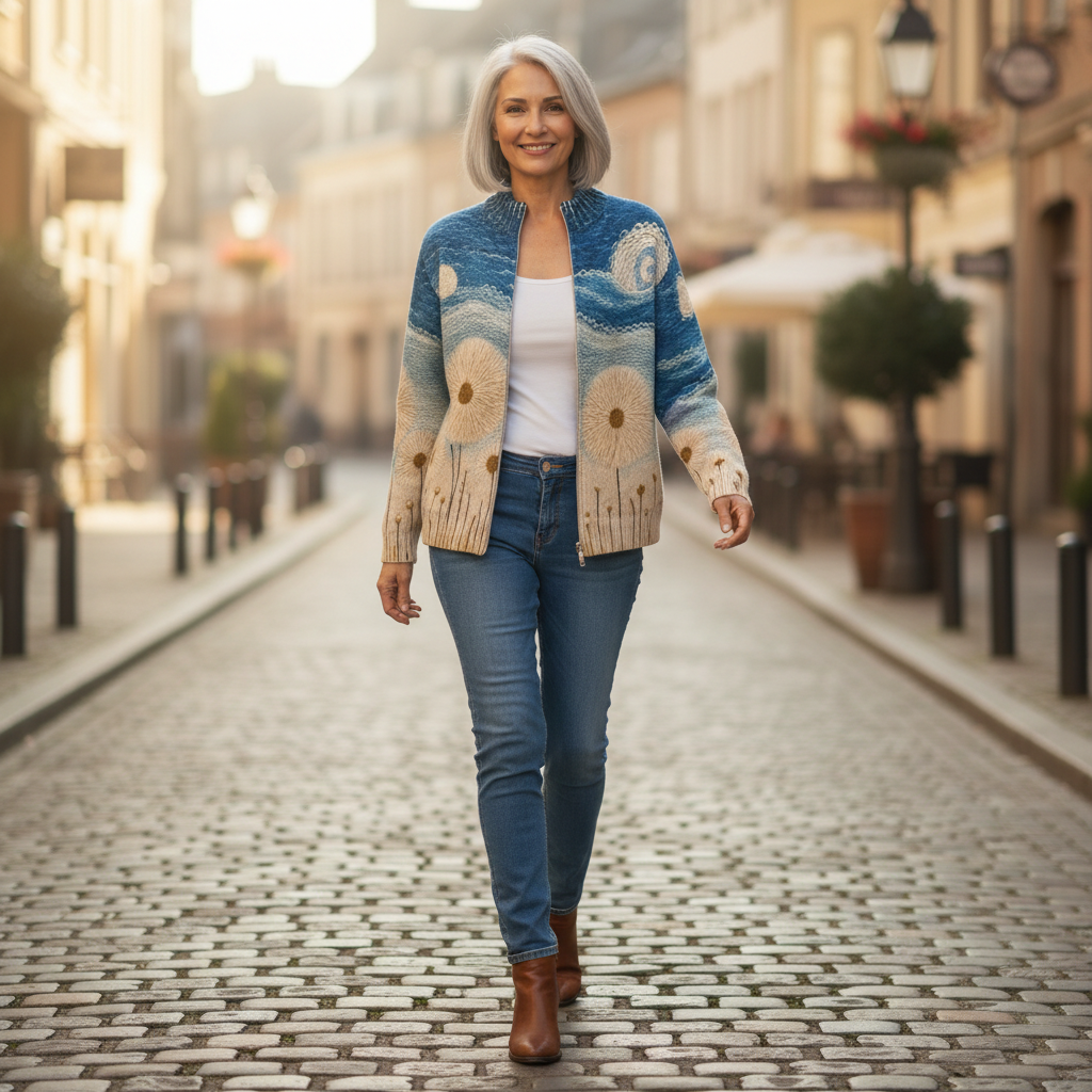 Renate | Cardigan with Dandelion Motif