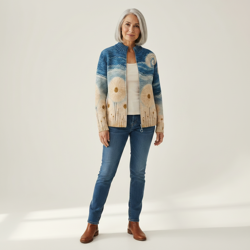 Renate | Cardigan with Dandelion Motif