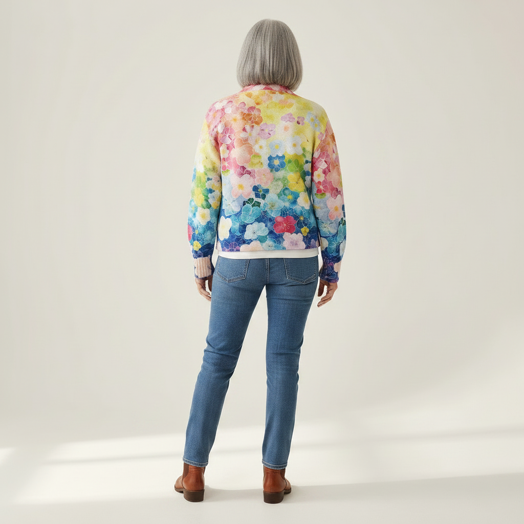 Ursula | Cardigan with Watercolour Floral Pattern