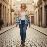 Ursula | Cardigan with Watercolour Floral Pattern