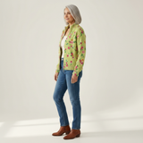 Elke | Green Cardigan with Floral Pattern