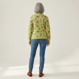 Elke | Green Cardigan with Floral Pattern
