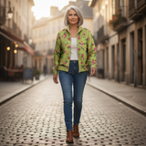 Elke | Green Cardigan with Floral Pattern