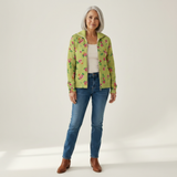 Elke | Green Cardigan with Floral Pattern