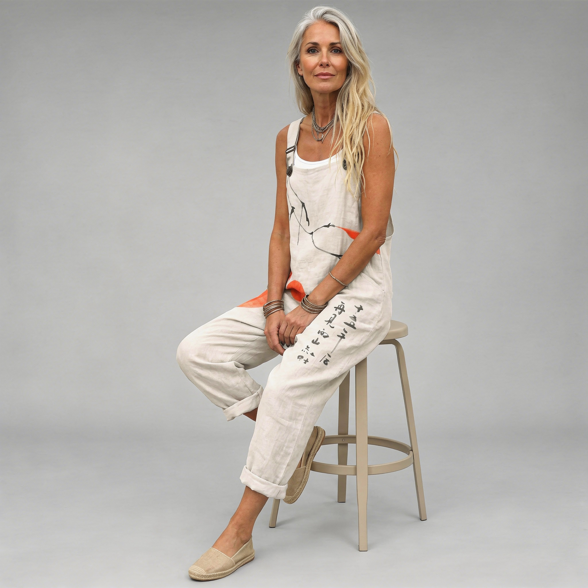 Dungarees with an Ink Print
