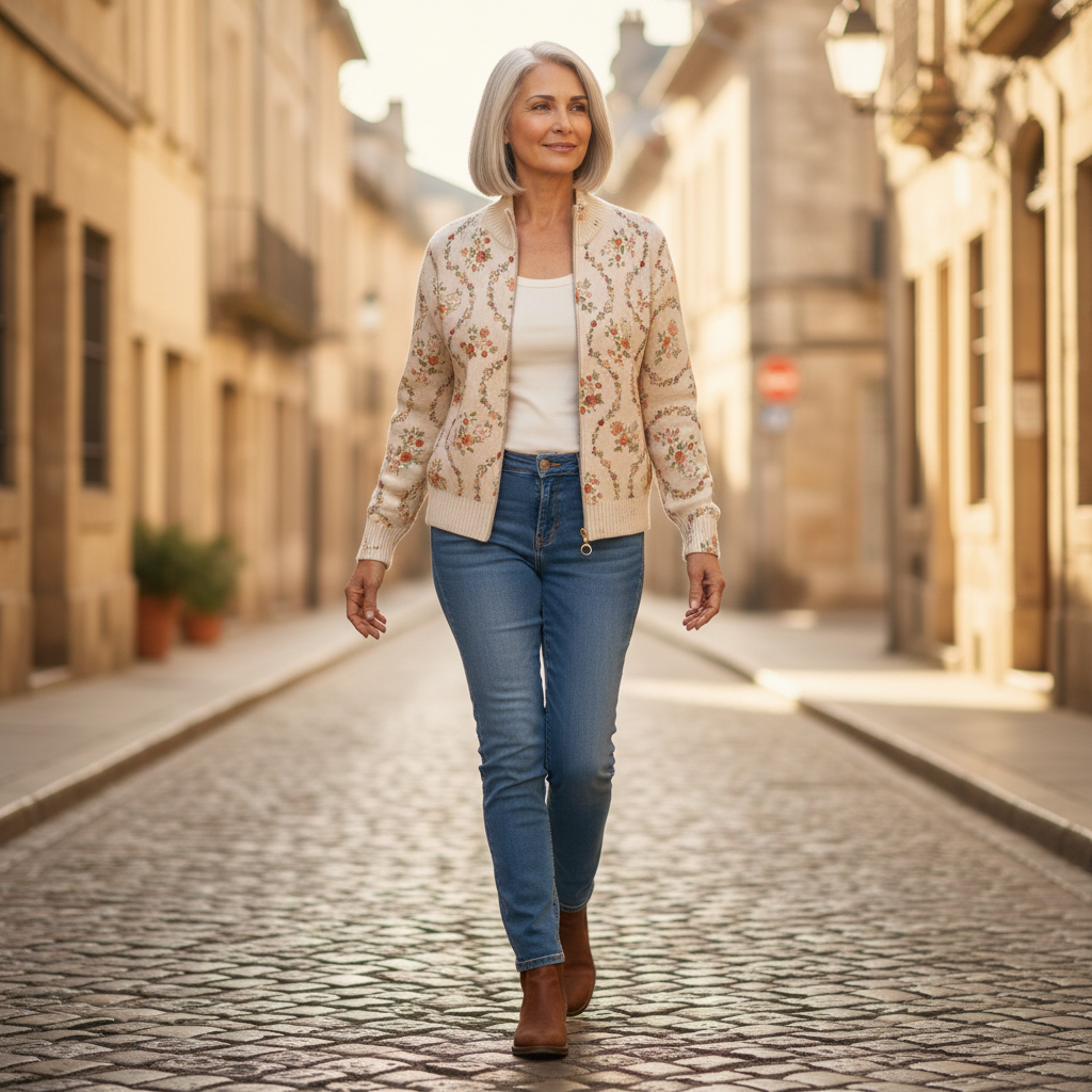 Ingrid | Cardigan with Delicate Floral Vines