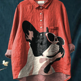 Paula | Casual Blouse Featuring Adorable French Bulldog Design
