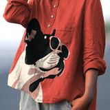 Paula | Casual Blouse Featuring Adorable French Bulldog Design