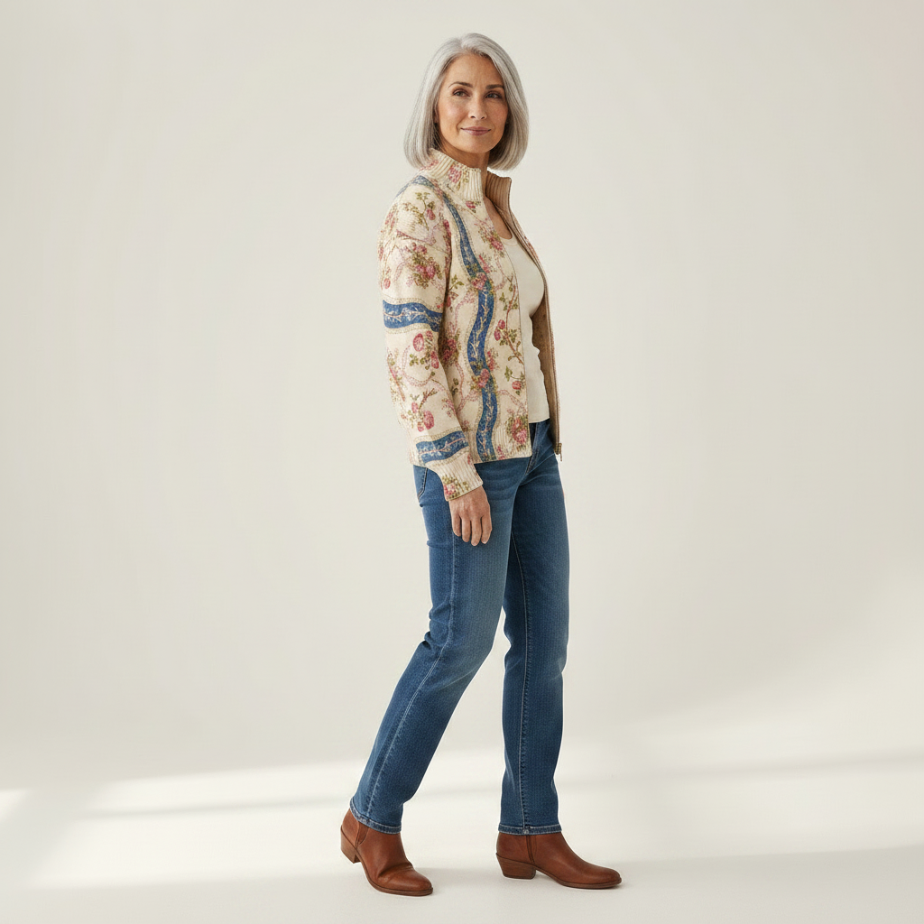 Sabine | Cardigan with Rose Vine Pattern