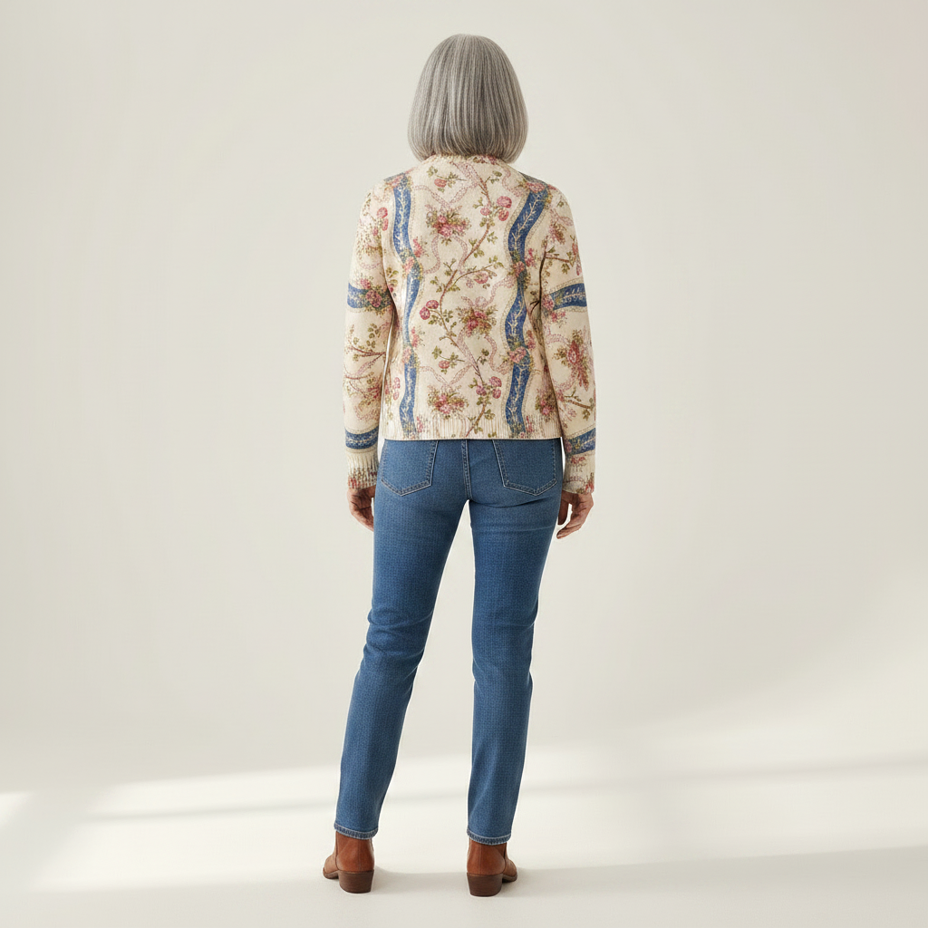 Sabine | Cardigan with Rose Vine Pattern
