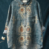 Rose | Casual Women's Blouse Featuring Vintage Ethnic Floral Design