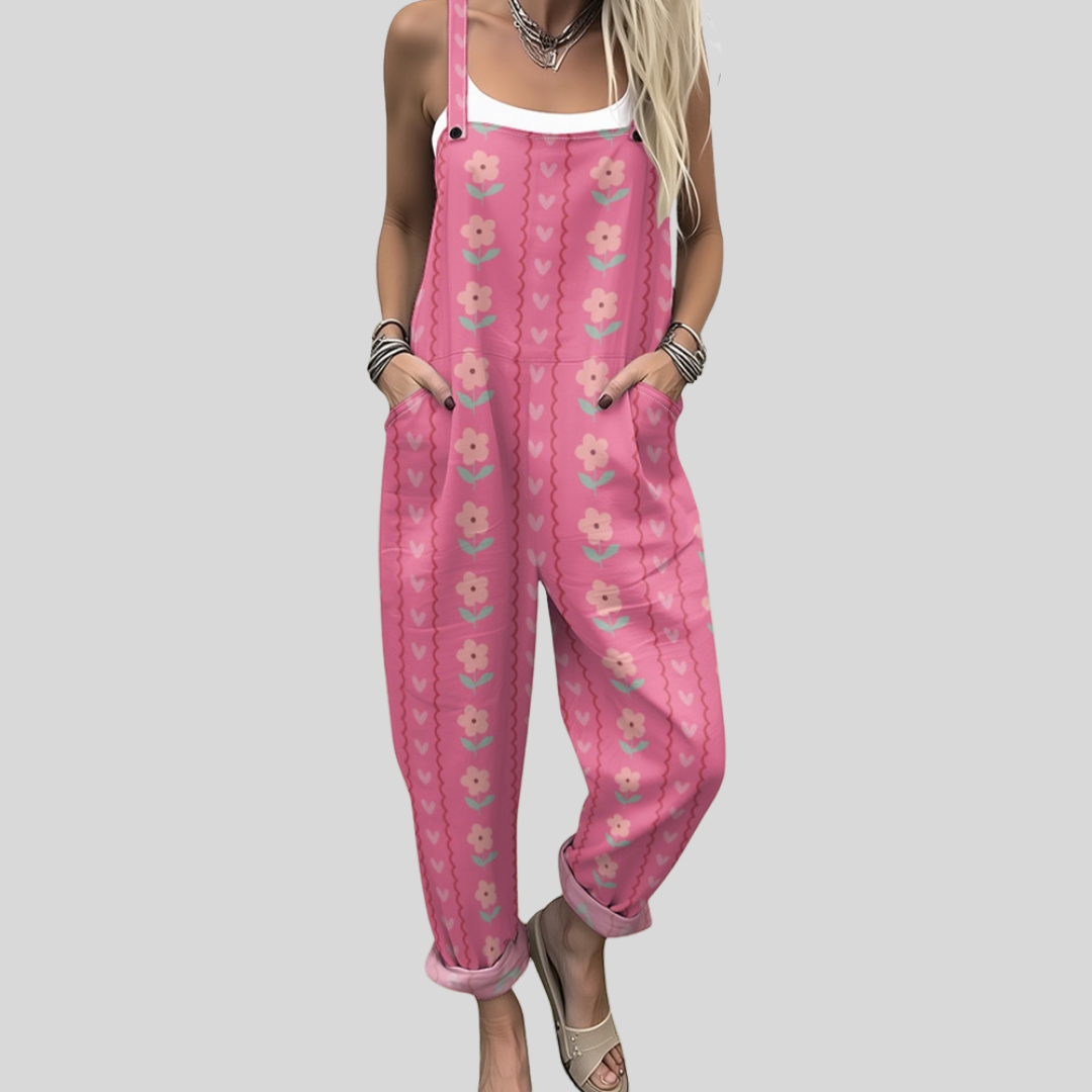 Dungarees with Flowers & Hearts