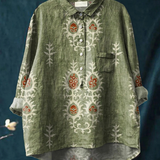 Rose | Casual Women's Blouse Featuring Vintage Ethnic Floral Design