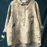 Lotte | Women's Casual Blouse Featuring Branch and Robin Design