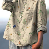 Lotte | Women's Casual Blouse Featuring Branch and Robin Design