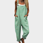 Sage Green Dungarees with White Blossoms