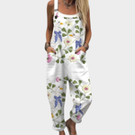 White Floral Dungarees with Wildflowers