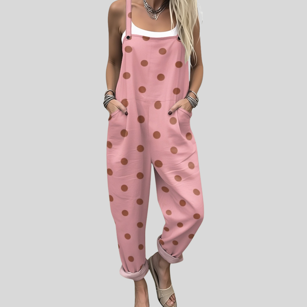 Pink Polka-Dot Dungarees