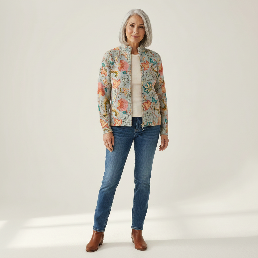 Sabine | Cardigan with Rose Vine Pattern