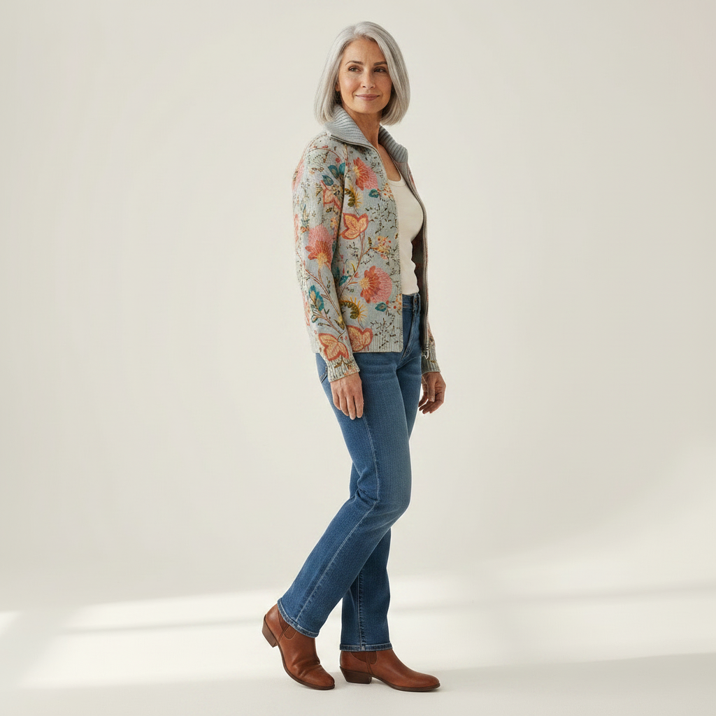 Petra | Cardigan with Floral Garden Pattern