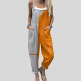 Grey & Orange Colour-Block Dungarees