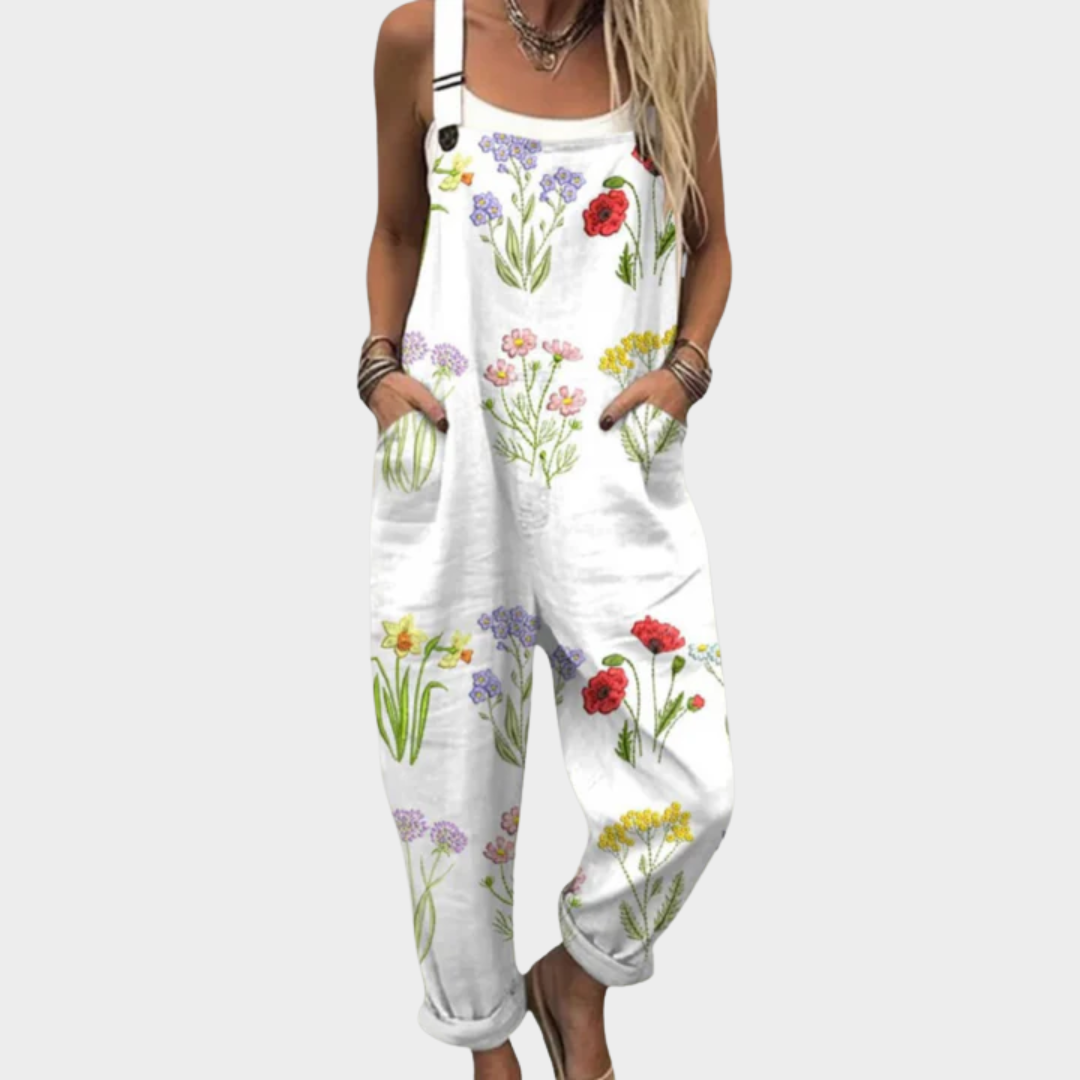 White Dungarees with a Wildflower Meadow
