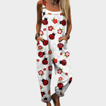 White Dungarees with Ladybirds