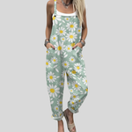 Sage Green Dungarees with Daisies