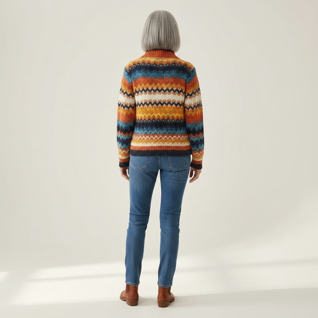 Karin | Cardigan with Colourful Zigzag Pattern