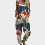 Blue Dungarees with a Chicken Motif