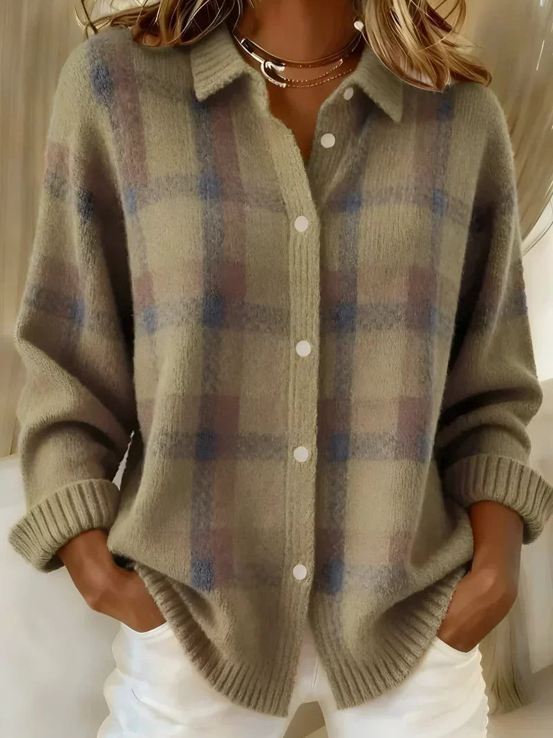 Taylor | Cosy Checked Knit Cardigan