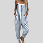 Blue & White Striped Dungarees