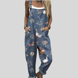 Blue Dungarees with a Goose Motif
