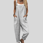 Grey Dungarees with a Floral Pattern