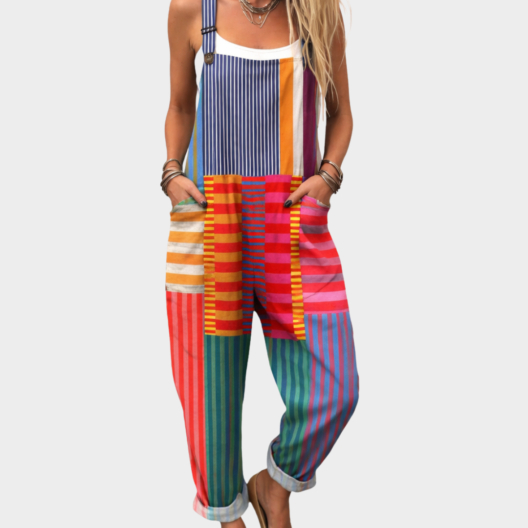Colourful Dungarees with a Stripe Mix