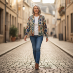Birgit | Cardigan with Botanical Floral Pattern