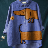 Ida | Artistic Dachshund Print Casual Blouse