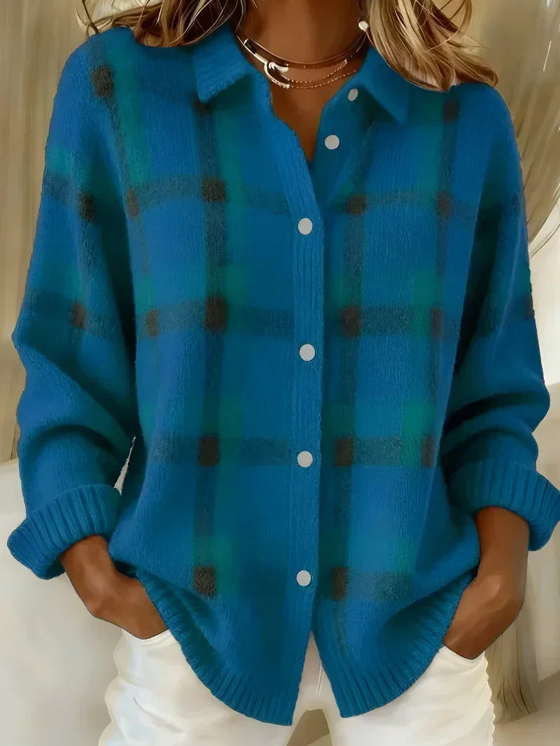 Kelsey | Brushed Knitted Check Cardigan
