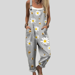 Grey Dungarees with Daisies & Bees