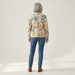 Anja | Cardigan with Colourful Leaf Pattern