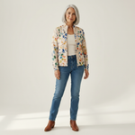 Anja | Cardigan with Colourful Leaf Pattern