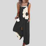 Black Dungarees with a Large Bloom