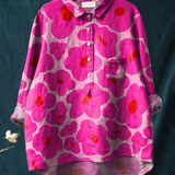 Paula | Women's Casual Blouse Featuring a Vibrant Pink Floral Print