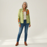 Claudia | Cardigan with Colourful Lily Motif