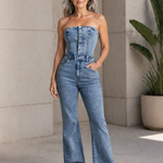 Evie - Strapless Denim Dungarees