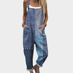 Blue Boho Dungarees with Patchwork
