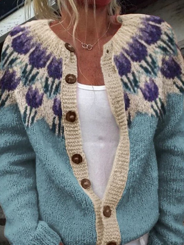 Ottoline | Cardigan with Floral Yoke