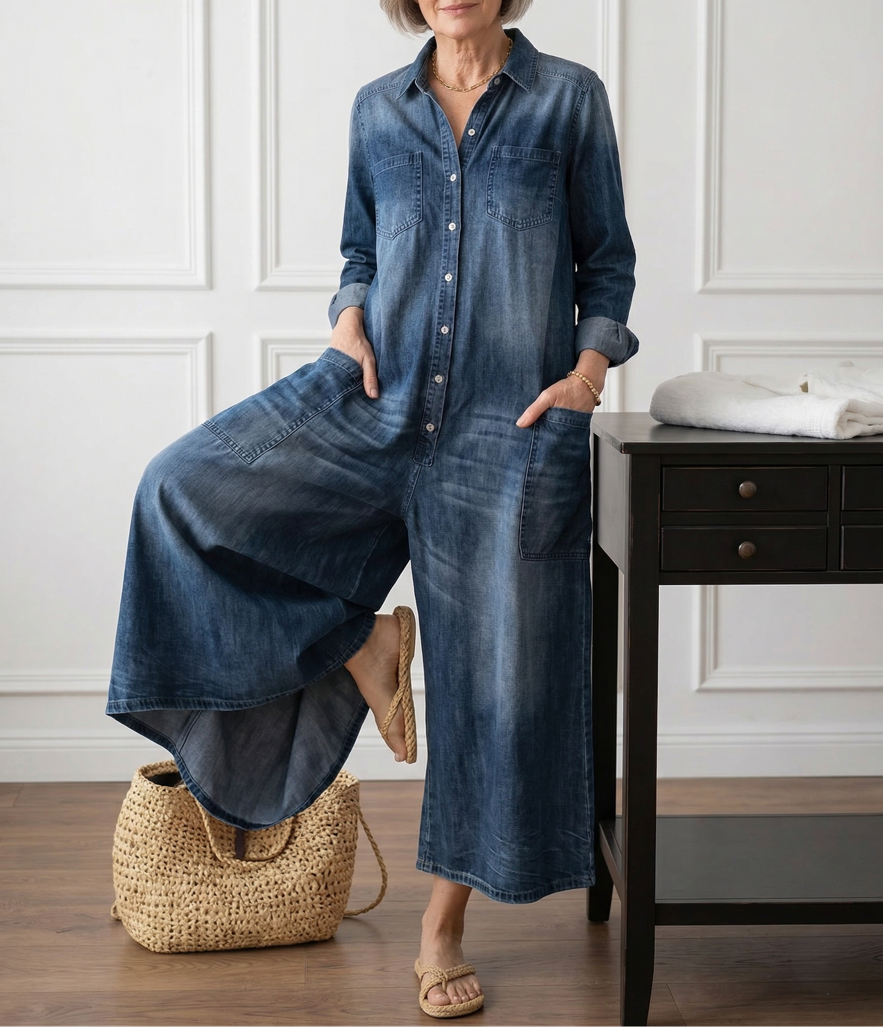 Lily - Cotton Denim Jumpsuit