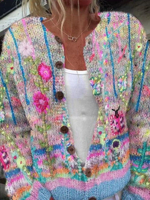 Xenia | Cardigan with Colourful Floral Print