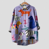 Rose | Relaxed Fit Blouse Featuring Dog Design